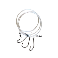 Fish_Finder_Rigs - R&R Tackle Co. | Premium Saltwater Fishing Tackle. Are designed for bottom fishing and surfcasting, allowing the fish to take the bait without feeling resistance before the hook is set. Built with high-quality materials, they combine strength, stealth, and durability to handle the most demanding conditions. Each rig measures 24" in length, making them ideal for versatile fishing applications.