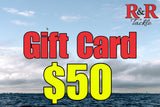 Gift Cards $50. R&R Tackle Co. | Premium Saltwater Fishing Tackle.  Perfect for birthdays, holidays, tournaments, or last-minute gifts, our gift cards give anglers access to premium fishing gear built for performance and durability—whether they’re chasing offshore giants or dialing in their everyday setup.
