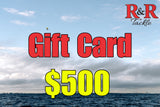 Gift Cards $500. R&R Tackle Co. | Premium Saltwater Fishing Tackle.  Perfect for birthdays, holidays, tournaments, or last-minute gifts, our gift cards give anglers access to premium fishing gear built for performance and durability—whether they’re chasing offshore giants or dialing in their everyday setup.