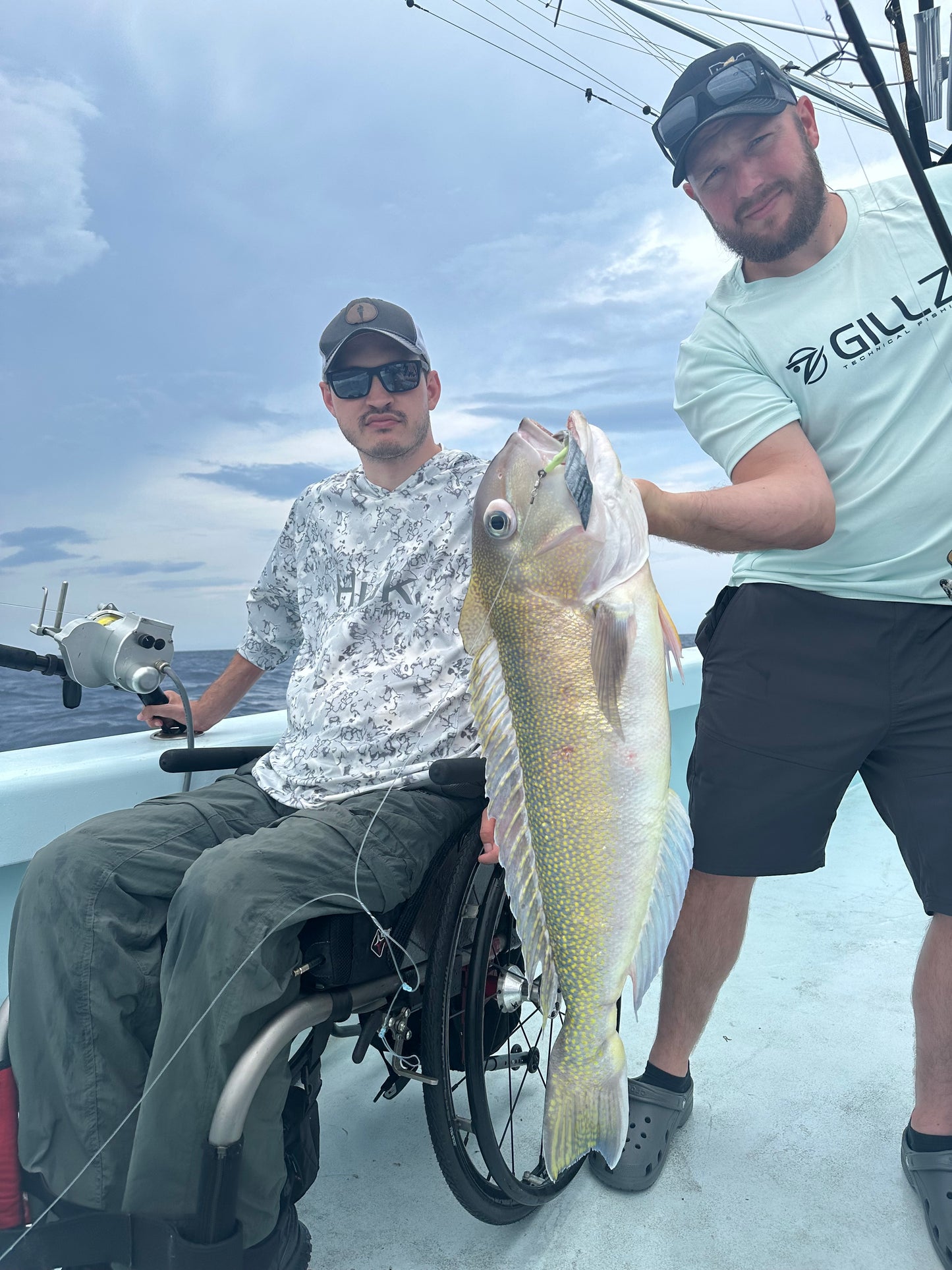 Big Golden Tile fish caught on the Miss Britt charters using the tried and true hand tied deep drop rigs to help land trophy fish.
