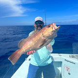Snowy grouper caught aboard the Miss Britt charter boat using our handtied deep drop rigs.
