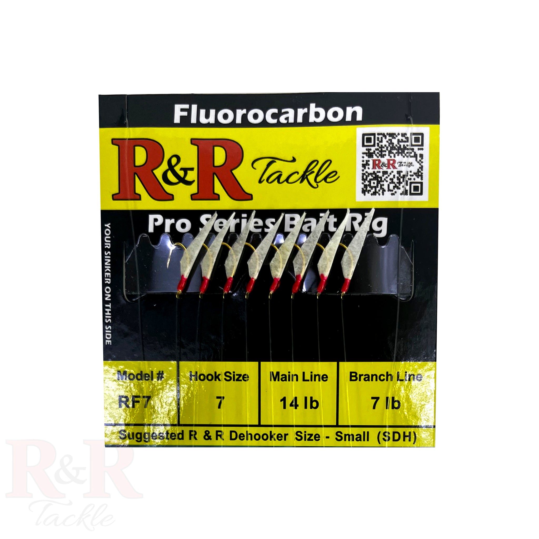 RF Pro Series Fluorocarbon Bait Rigs - 8 hooks with fish skin & red he ...