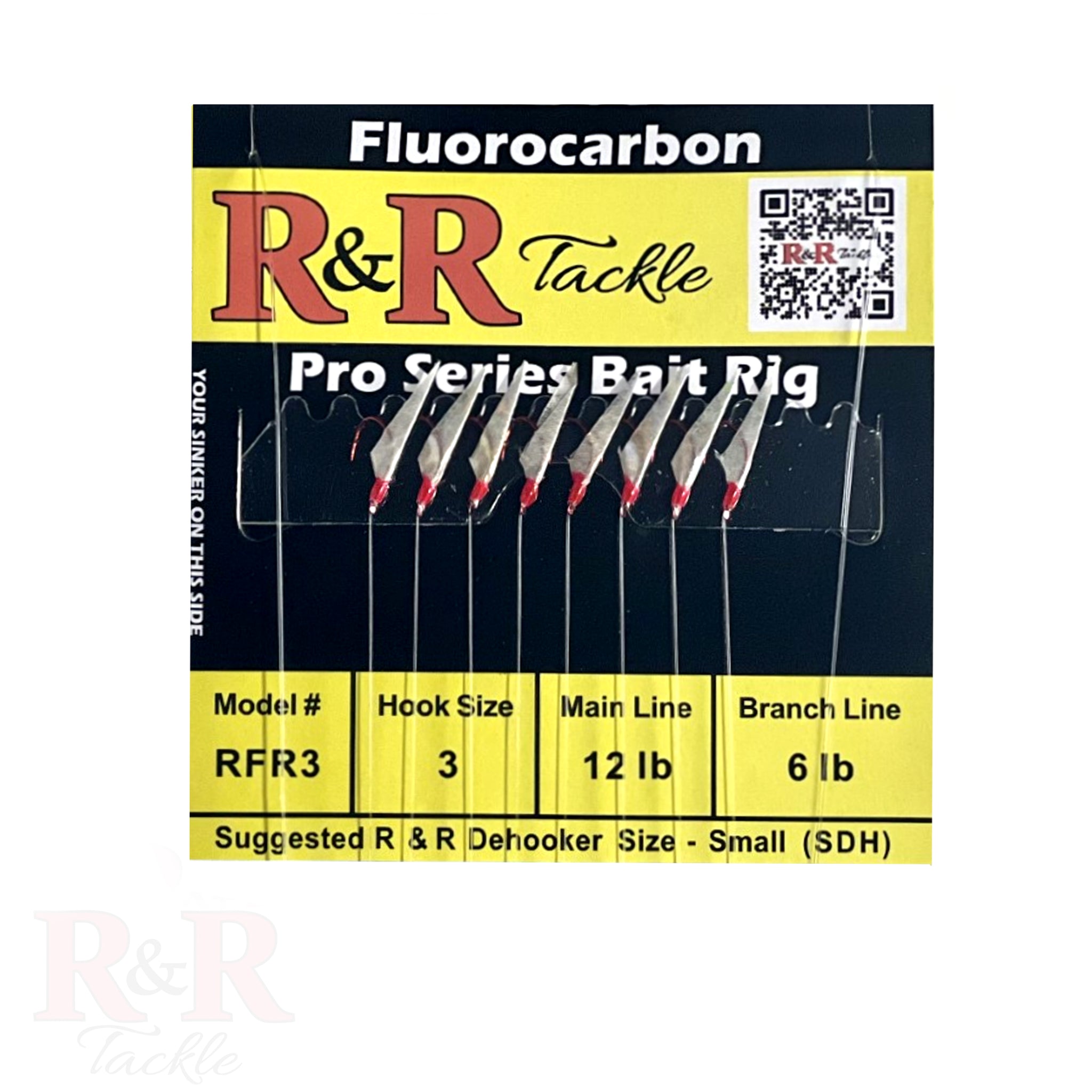 RFR Pro Series Fluorocarbon Bait Rigs - 8 Red hooks with fish skin & r ...