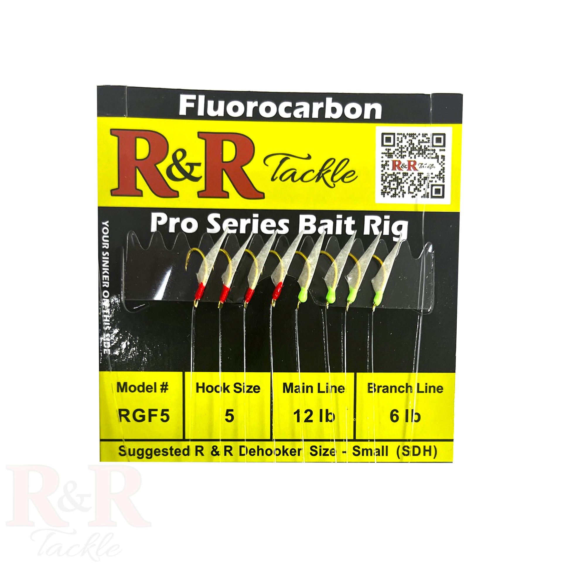 RGF 5 Pro Series Fluorocarbon Bait Rig - R&R Tackle Co. | Premium Saltwater Fishing Tackle. Lifelike fish skin accents on fluorocarbon bait rig for attracting baitfish