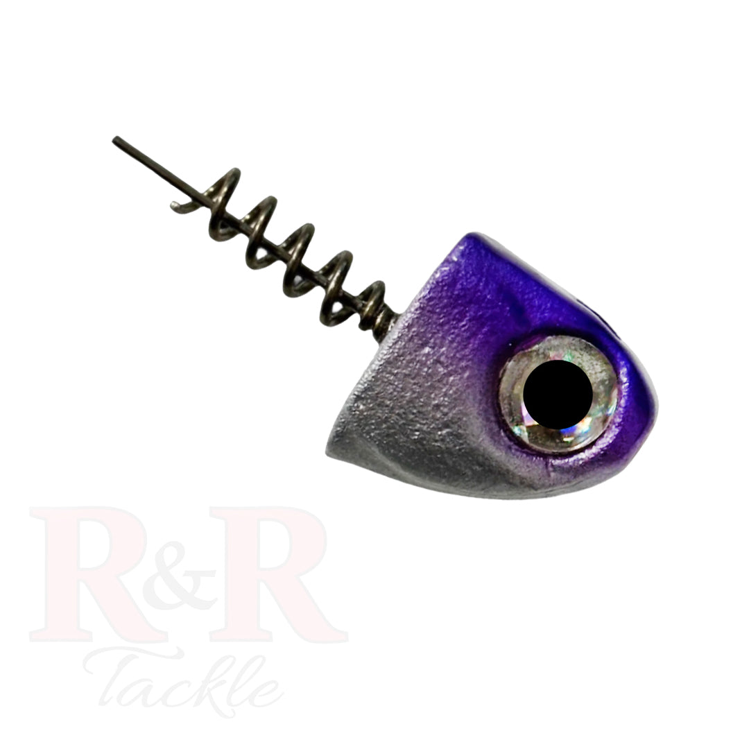 5" SlideBait Jigheads - R&R Tackle Co. | Premium Saltwater Fishing Tackle. This jighead screws onto the soft plastic tail, preventing damage and extending the life of the lure. 