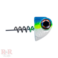 6" SlideBait Jighead- Chartreuse - R&R Tackle Co. | Premium Saltwater Fishing Tackle- This innovative design allows the line-through lure to slide up the leader when the fish jumps or makes a run, reducing the chances of the fish getting off the hook. 
