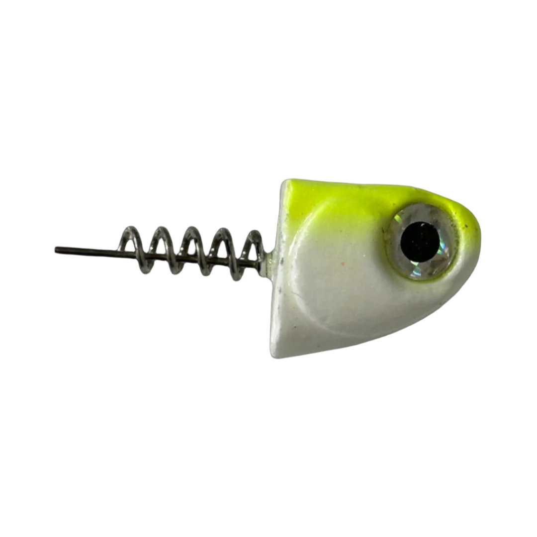R&R SlideBait Jighead Yellow Chartreuse/Pearl White With 7/0 Mustad Duratin Hook Size 1.5oz