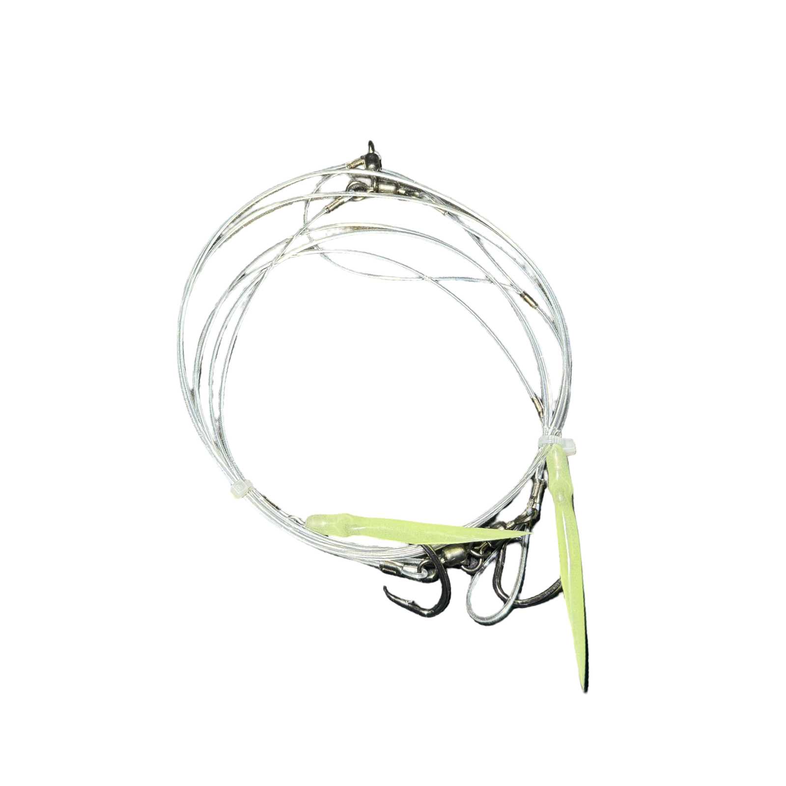 R&R Two Hook Deep Drop Rigs, stainless steel hooks, 7/0 and 8/0 stainless steel hooks, glow tubes, copper crimps, high strength swivels, deep drop rig 