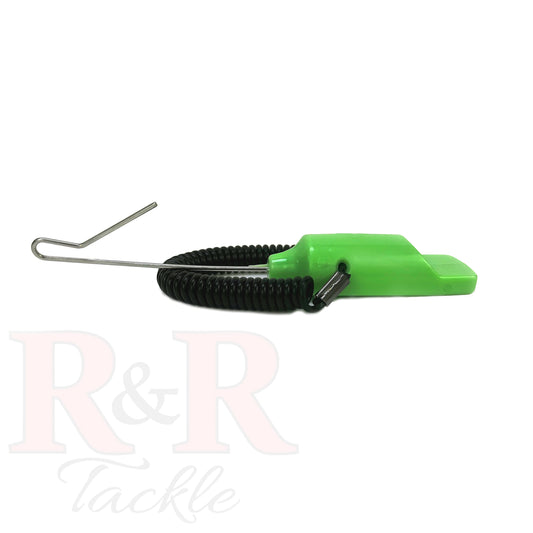 Small Wrist Dehooker - R&R Tackle Co. | Premium Saltwater Fishing Tackle.  Is the perfect tool for anglers who seek a quick and safe way to dehook fish up to 2 lbs. Designed to handle small fish without compromising their health, this dehooker includes a coiled telephone cord to keep it always within reach while working, enhancing efficiency and preventing accidental loss.