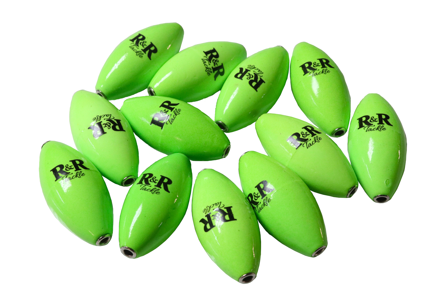 Kite Floats-Lime - R&R Tackle Co. | Premium Saltwater Fishing Tackle. Made from high-density foam with nickel-plated brass inserts, they offer excellent corrosion resistance, reduce friction, and protect your line from wear — helping you avoid losing fish due to line breaks.