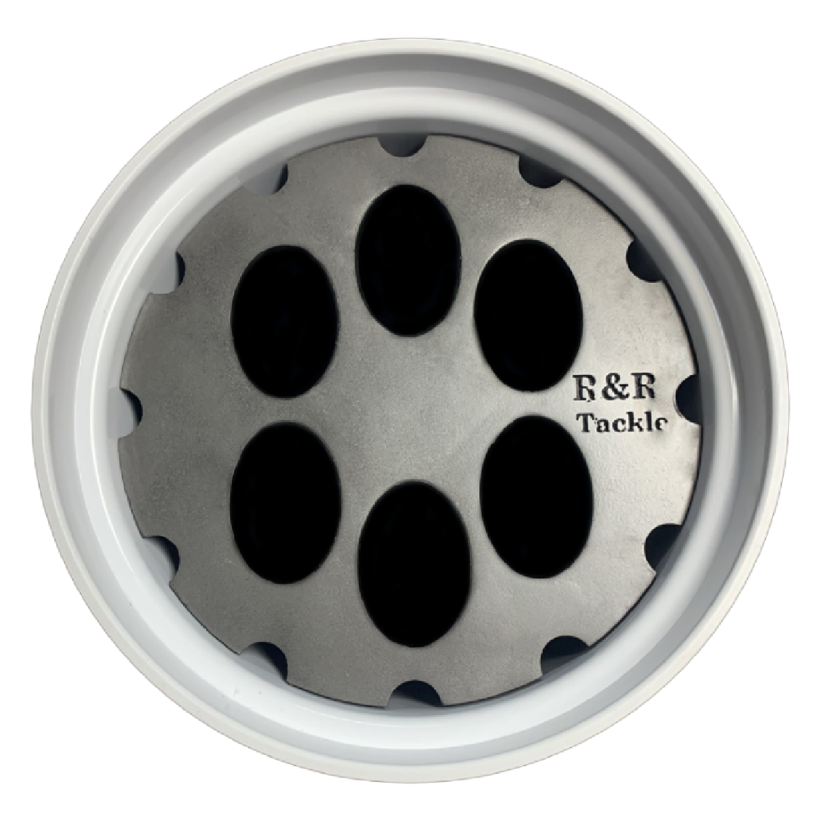 Live Bait Bucket Tube – 6 Hole - R&R Tackle Co. | Premium Saltwater Fishing Tackle. The oval tubes keep baits stable and prevent spinning, enhancing your fishing experience. Created by Ray Rosher, Captain of the Miss Britt Charter boats in Miami, and used worldwide for various species, from inshore to offshore fishing.