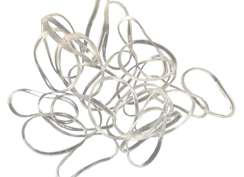 Rigging Bands Clear- R&R Tackle Co. | Premium Saltwater Fishing Tackle. Available in two sizes: for large and small baits, fitting all your needs. Single-use: Designed for one-time use, ensuring optimal performance during each fishing session.